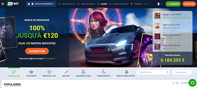 20Bet Casino Homepage