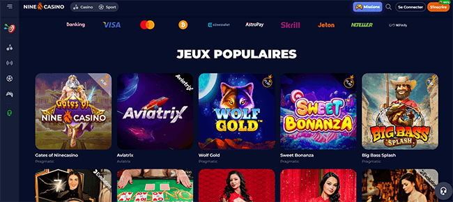 Nine Casino Homepage