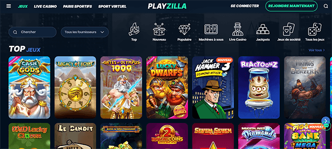 PlayZilla Casino Homepage